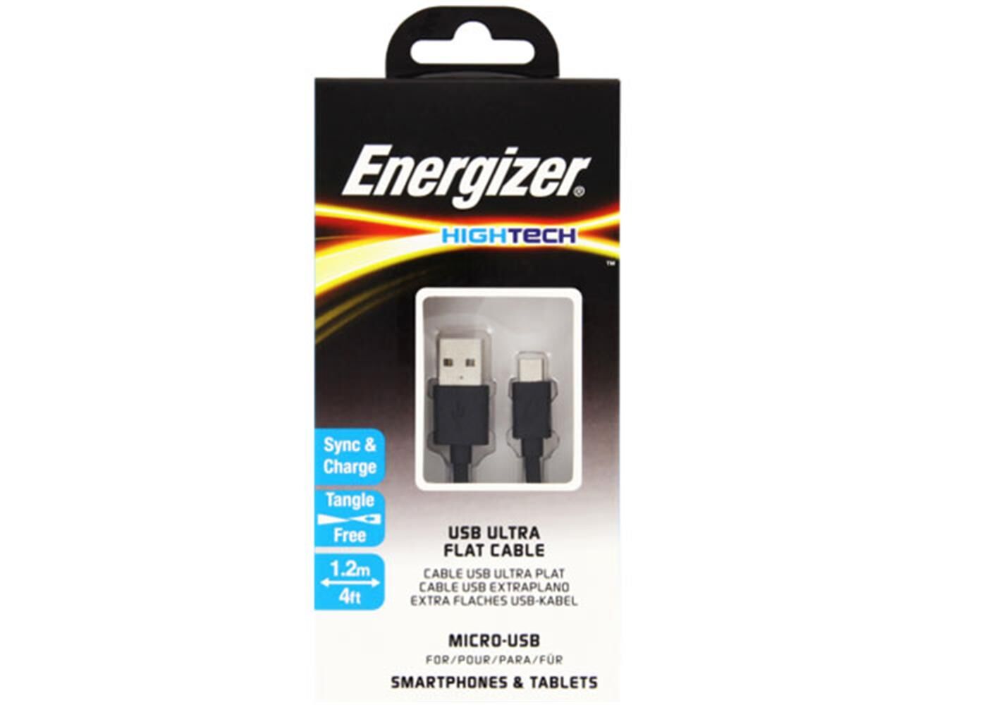 Energizer C21UBMCGBK4 1.2m Flat Micro Siyah Usb Kablosu