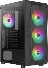 Aerocool AE-FLC-600W 4x120mm FRGB USB 3.0 Micro ATX-Mini ITX Siyah Kasa
